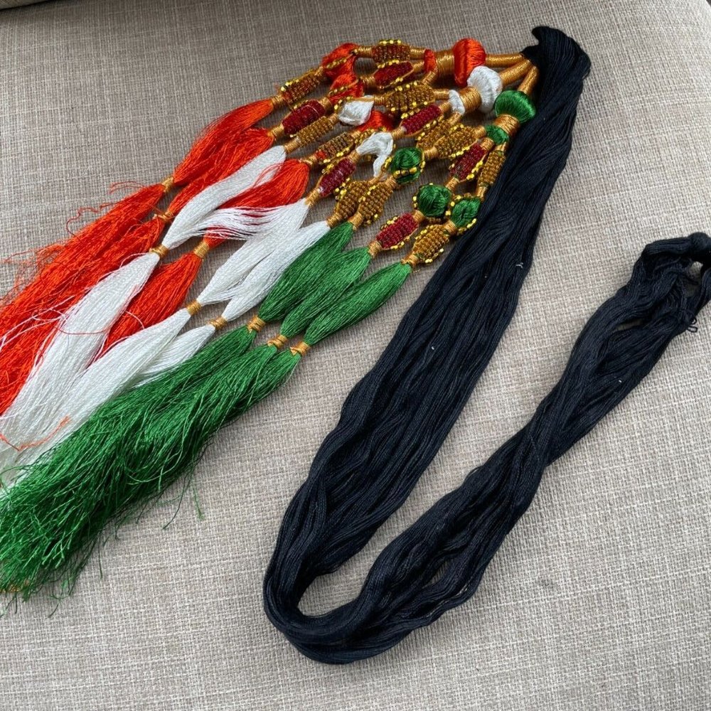 Women Hair Paranda Tri Color Indian Flag Color Cultural Hair Braided Accessory